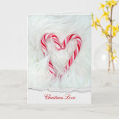 毛皮のクリスマスキャンディハート カード (黄色い花)