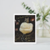 毛皮のコートに入った祝キャット「ハガキ空白の」 ポストカード (スタンド正面)