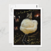 毛皮のコートに入った祝キャット「ハガキ空白の」 ポストカード (正面/裏面)