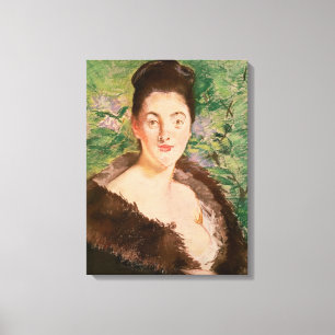 毛皮のコートのManet の女性 キャンバスプリント