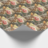 毛皮のコートを着ているウサギ ラッピングペーパー (角)