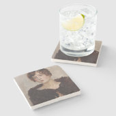 毛皮のコートを着てジェルティ(イスラエルのイサク) ストーンコースター (横)