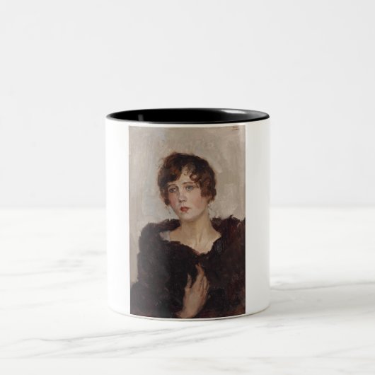 毛皮のコートを着てジェルティ（イスラエルのイサク） ツートーンマグカップ (中央)