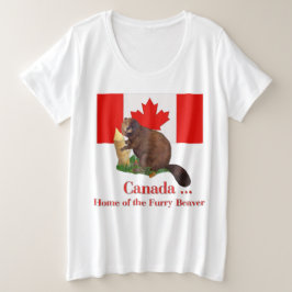 毛皮のビーバーのユーモア プラスサイズTシャツ