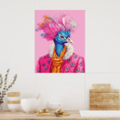毛皮のピンクの動物ポスターの孔雀 ポスター (キッチン)