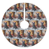 毛皮のフランスのラグのクリスマスブルドッグ ブラッシュドポリエステルツリースカート (正面)