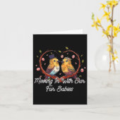 毛皮のベビーのハネムーン結婚に乗り込む カード (黄色い花)