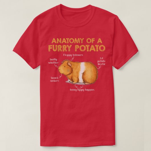 毛皮のポテトギニア豚の恋人の贈り物の解剖学 Tシャツ (デザイン正面)
