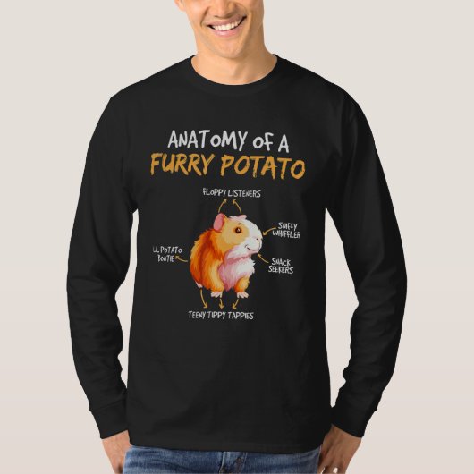 毛皮のポテトギニア豚ペット動物の解剖学 Tシャツ (正面)