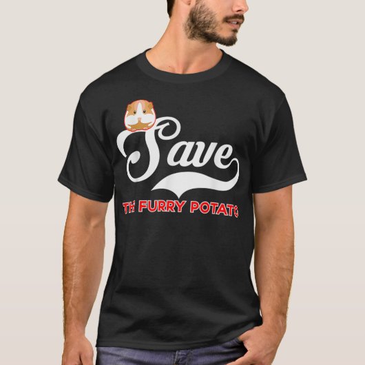 毛皮のポテトギニア豚救毛皮のポテト Tシャツ (正面)