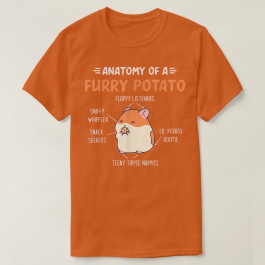 毛皮のポテトギニブタの恋人の解剖学 Tシャツ (デザイン正面)