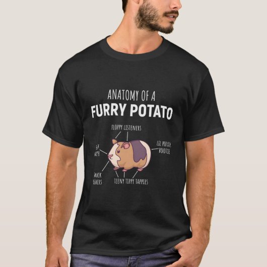 毛皮のポテトギニブタの解剖学 Tシャツ (正面)