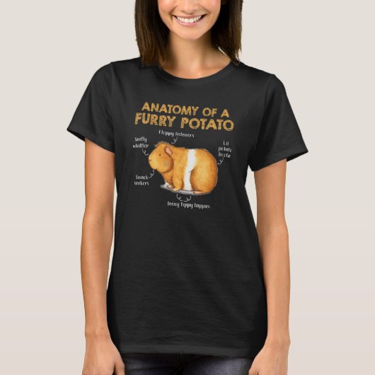 毛皮のポテトギニブタの解剖学 Tシャツ (正面)