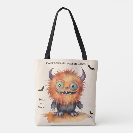 毛皮のモンスターハロウィンキャンディ トートバッグ (裏面)