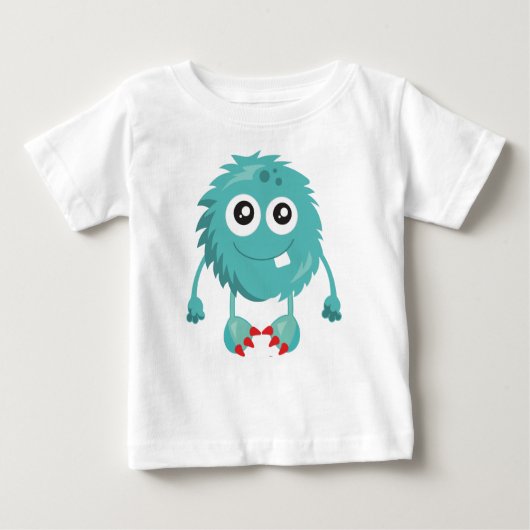 毛皮のモンスター青のモンスターかわいいモンスタ間抜けー ベビーTシャツ (正面)