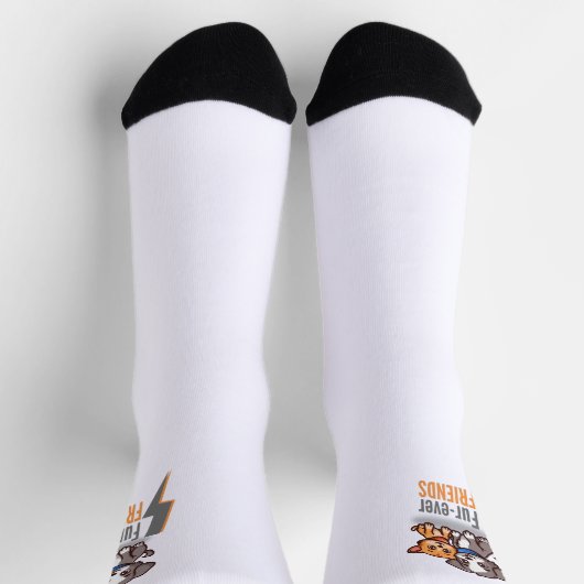 毛皮の友人 – かわいい犬と猫のベスティーズT ソックス (上部)