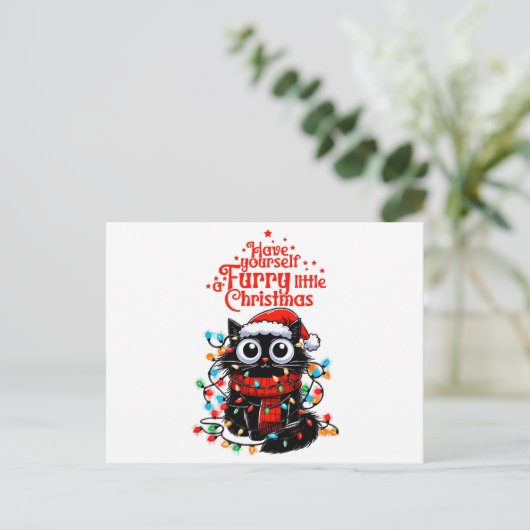 毛皮の小さなクリスマス シーズンポストカード (スタンド正面)