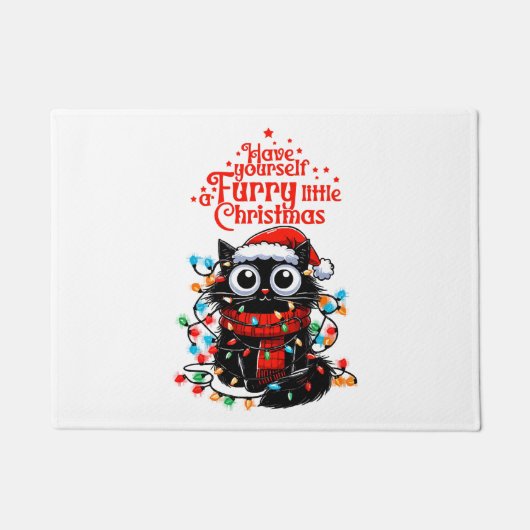 毛皮の小さなクリスマス ドアマット (正面)