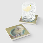 毛皮の少し球 ストーンコースター (横)