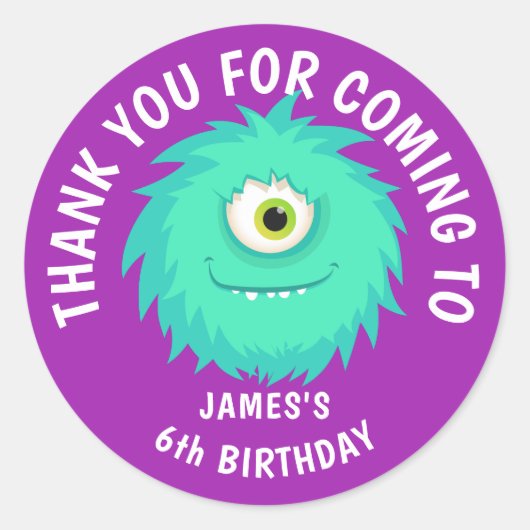 毛皮の怪獣かわいい紫 ラウンドシール (正面)