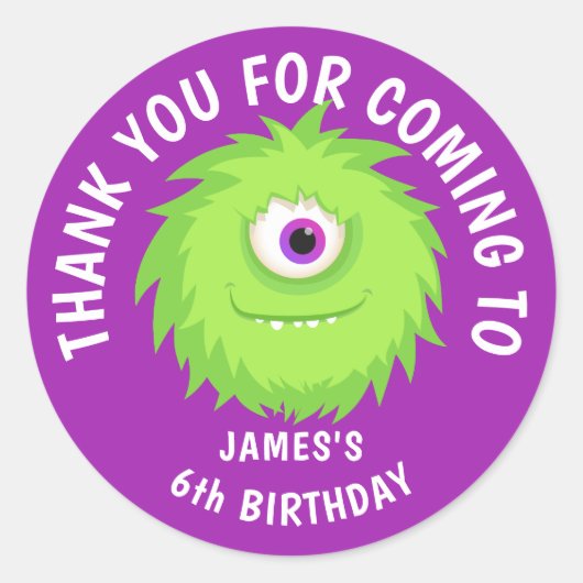 毛皮の怪獣かわいい紫 ラウンドシール (正面)