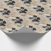 毛皮の枕に可愛い子犬 ラッピングペーパー (角)