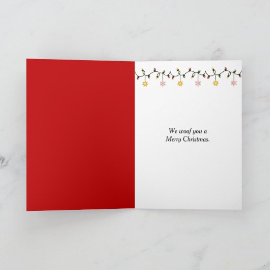 毛皮の枕の上のクリスマスマルチーズの犬 カード (内部)