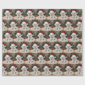 毛皮の枕の上のクリスマスマルチーズの犬 ラッピングペーパー (フラット)