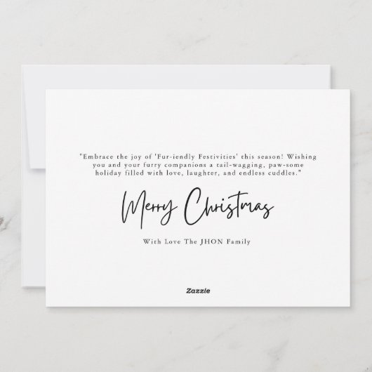 毛皮の祭り犬のクリスマスフォトコラージュ シーズンカード (裏面)
