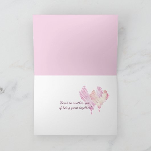 毛皮の記念日にピンクのバラ カード (内部)