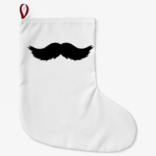 毛皮の黒い口ひげ ラージクリスマスストッキング (正面)