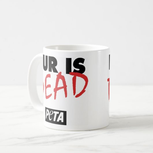 毛皮は死んだマグです コーヒーマグカップ (正面左)