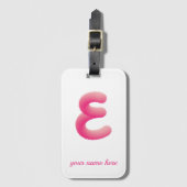 毛皮パーソナライズされたピンクEモノグラムのイニシャル ラゲッジタグ (正面縦)