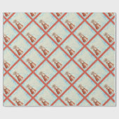 毛皮ビクトリアンの赤いコートを着たクリスマスガール ラッピングペーパー (フラット)