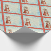 毛皮ビクトリアンの赤いコートを着たクリスマスガール ラッピングペーパー (角)