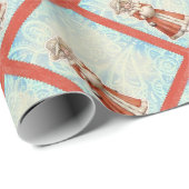 毛皮ビクトリアンの赤いコートを着たクリスマスガール ラッピングペーパー (ロールコーナー)