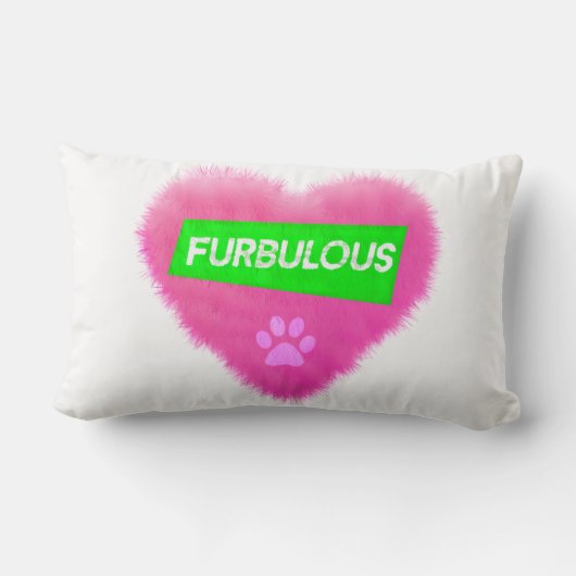 毛皮ピンクの毛皮ハート枕 ランバークッション (裏面)