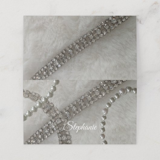 毛皮フェイク真珠とダイヤモンド座席表 プレイスカード (外部開封)