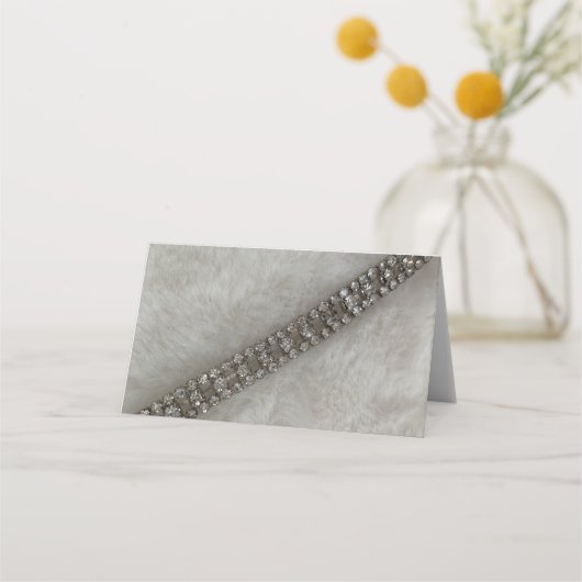 毛皮フェイク真珠とダイヤモンド座席表 プレイスカード (裏面)