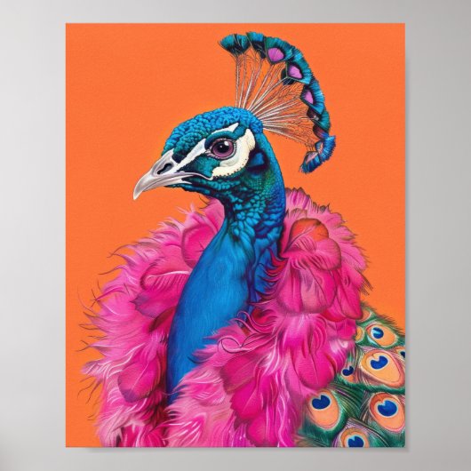 毛皮動物の孔雀ファッションカラフル芸術 ポスター (正面)
