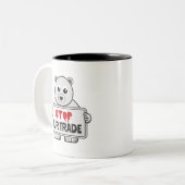 毛皮取引で悲しいシロクマ ツートーンマグカップ (正面左)