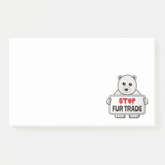 毛皮取引で悲しいシロクマ ポストイット (正面)