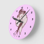 毛皮女性アールデコ ラウンド壁時計 (傾斜)