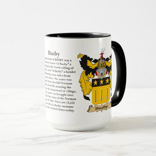 毛皮製高帽家族の紋章付き外衣 マグカップ (正面右)