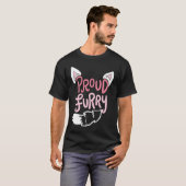 毛皮誇りを持ったの尻尾と耳のコスプレ Tシャツ (正面フル)