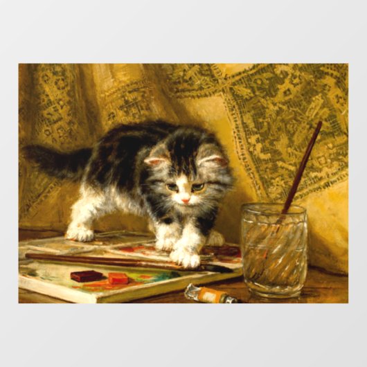 毛筆絵を描付きの子猫 ウィンドウサイン (シート)