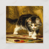 毛筆絵を描付きの子猫 エンクロージャーカード (正面)