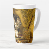 毛筆絵を描付きの子猫 カフェラテマグ (右アングル)