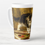 毛筆絵を描付きの子猫 カフェラテマグ (左アングル)