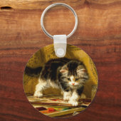 毛筆絵を描付きの子猫 キーホルダー (正面)